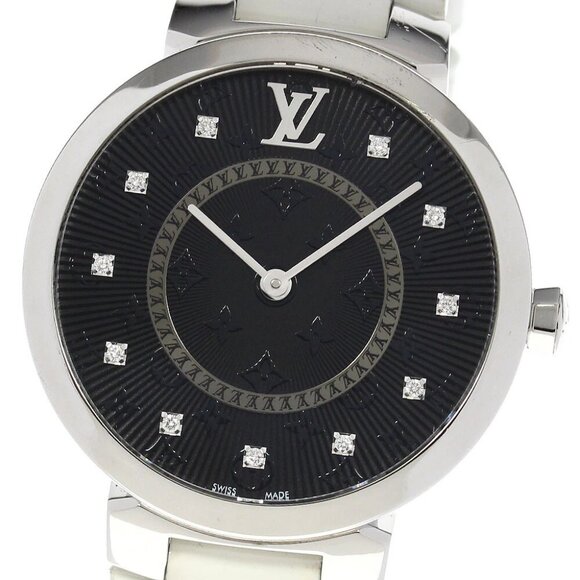 LOUIS VUITTON Tambour Slim MM QA144Z 11P diamond black Dial Quartz Ladies - Picture 12 of 13